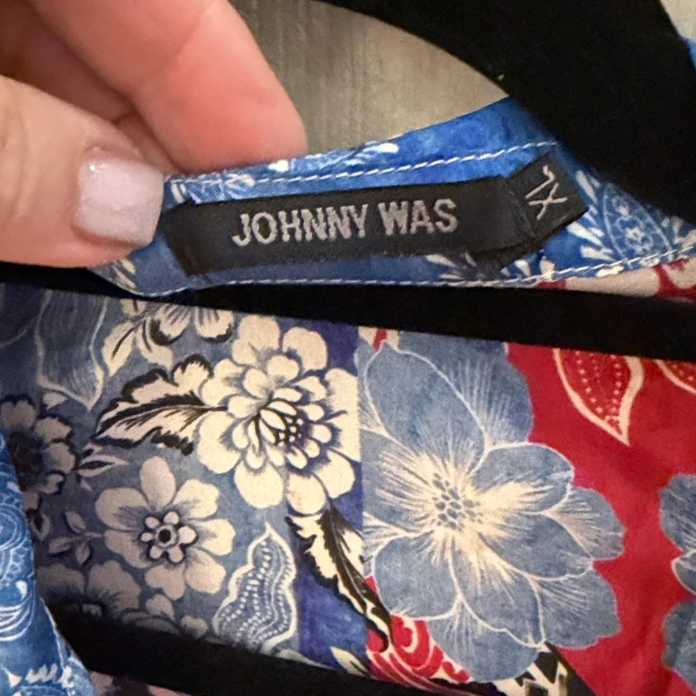 Johnny Was Red and Blue Floral Blouse - Picture 2 of 6
